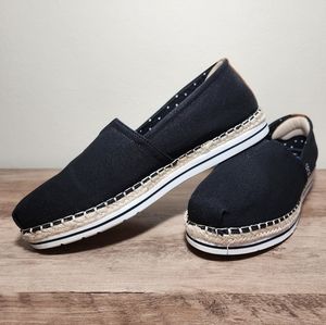 Skechers Bobs Breeze Black Canvas Slip On Espadrilles Women's Shoes Size 9.5
